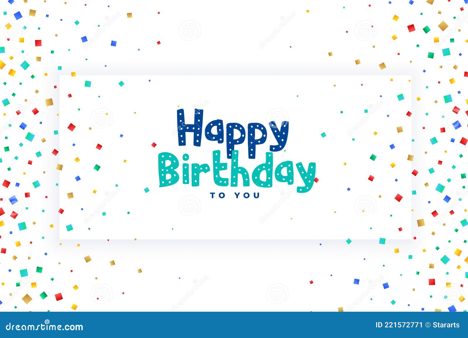 Happy Birthday Celebration Confetti Card Design Stock Vector