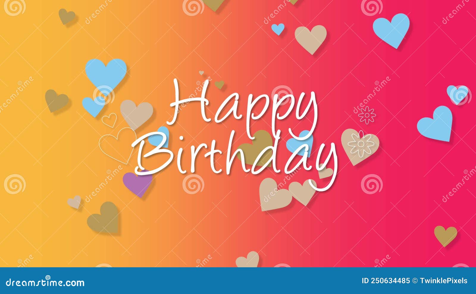 Happy Birthday with Colorful Cartoon Hearts and Flowers Stock Video ...