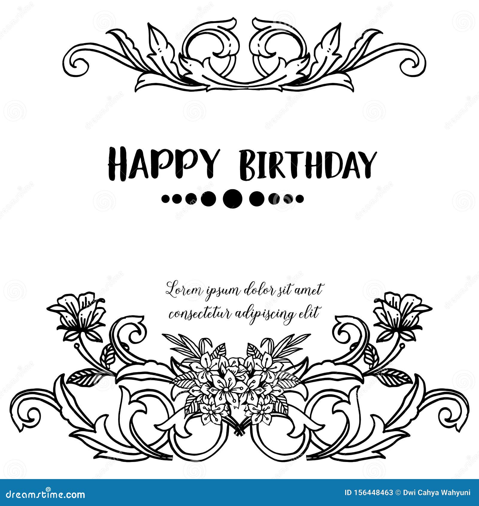 Happy Birthday Concept, Shape Invitation Card, with Design Cute Wreath ...