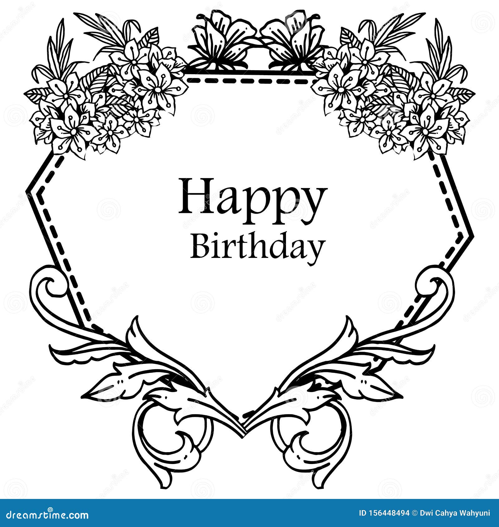 Happy Birthday Concept, Shape Invitation Card, with Design Cute Wreath ...