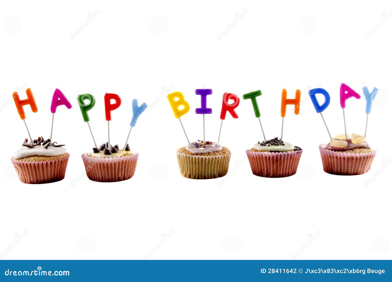 Happy Birthday Cupcake With Candles Stock Photo - Image of happy, home ...