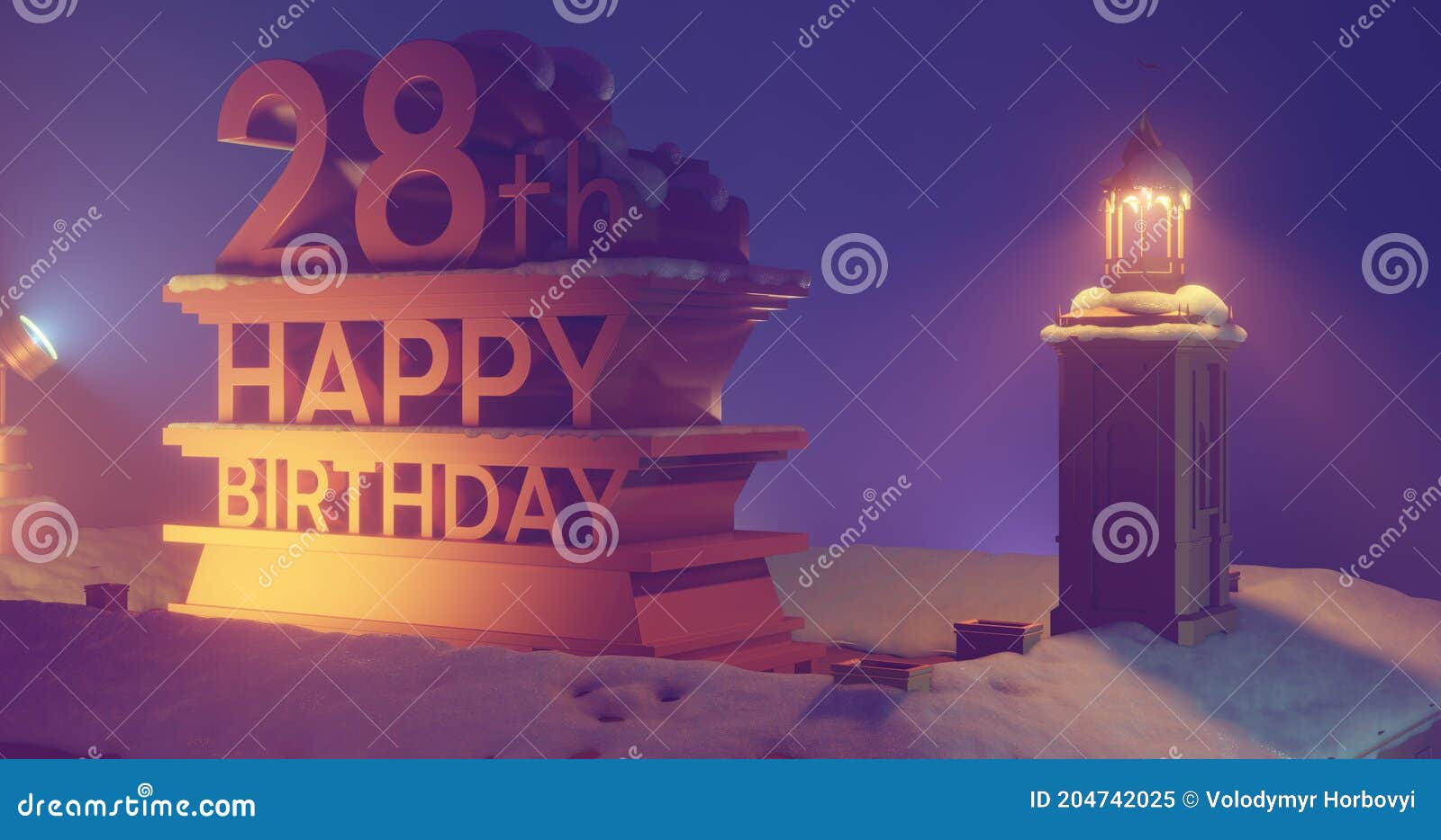 Happy Birthday 3d Rendered Illustration in 4k Stock Illustration -  Illustration of golden, light: 204742025