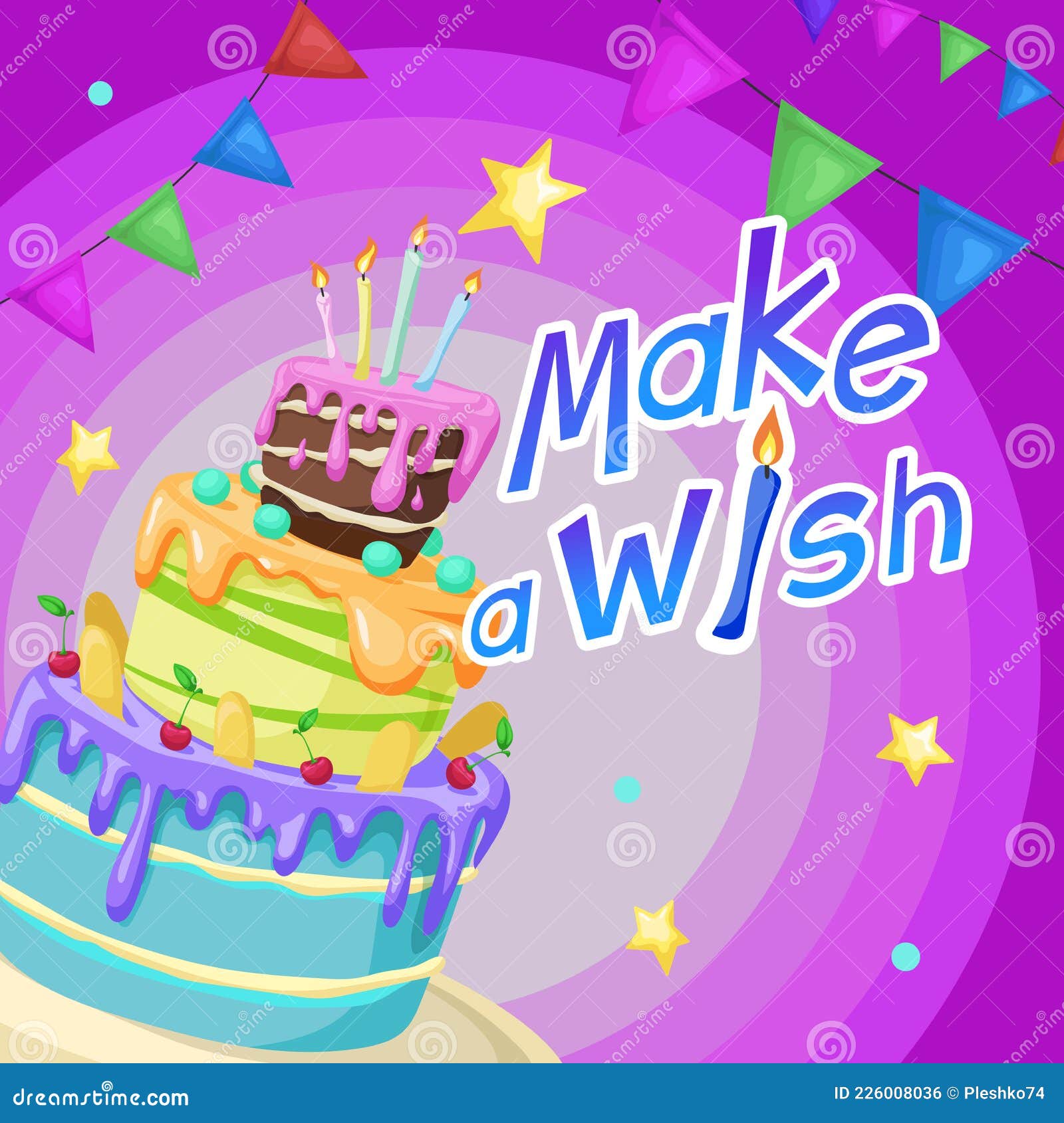 birthday cake with candles Stock Illustration | Adobe Stock