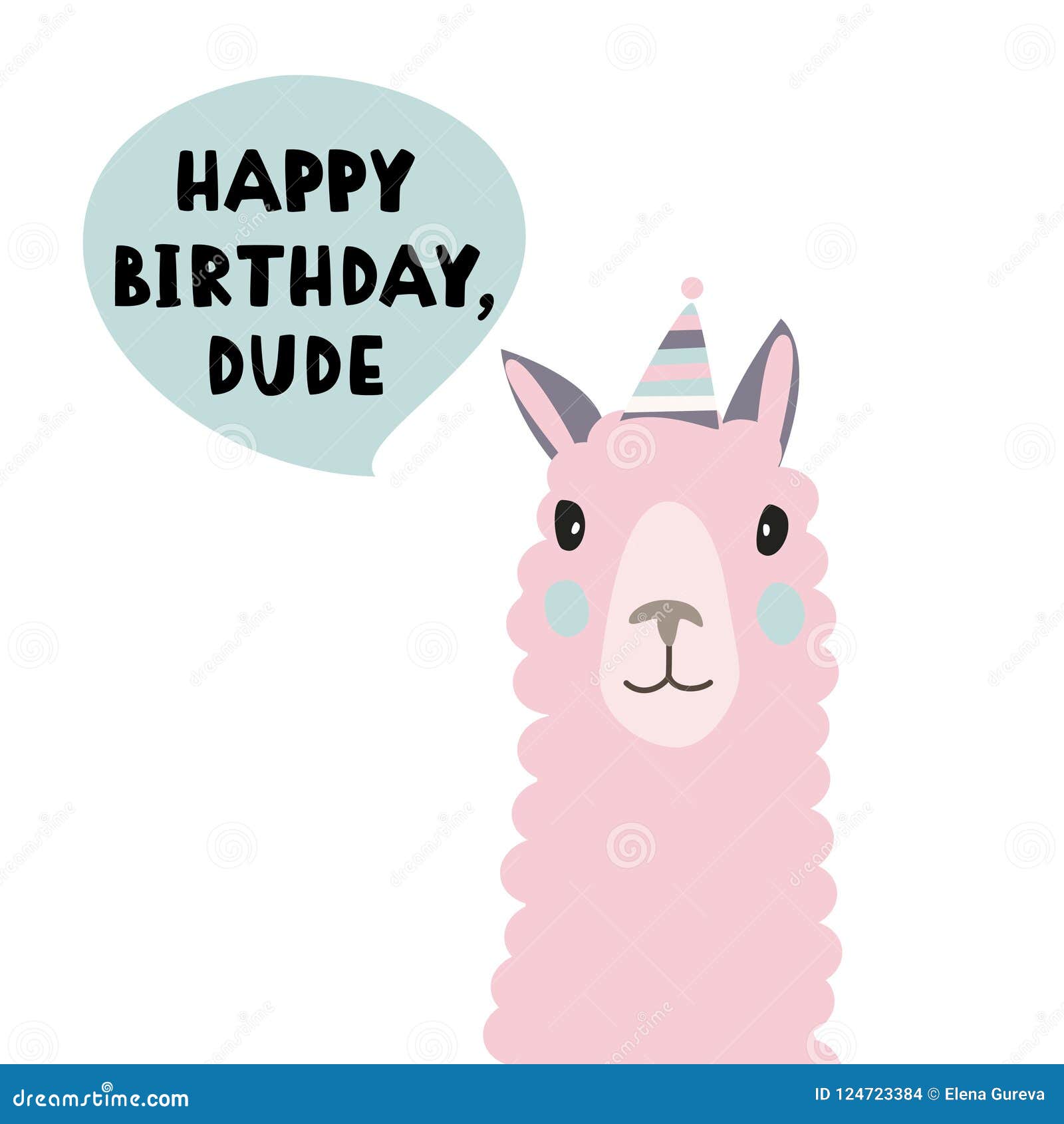 Isolated Flat Birthday Illustration with Lama. Happy Birthday, Dude. Stock Vector - Illustration of cartoon, peru: 124723384