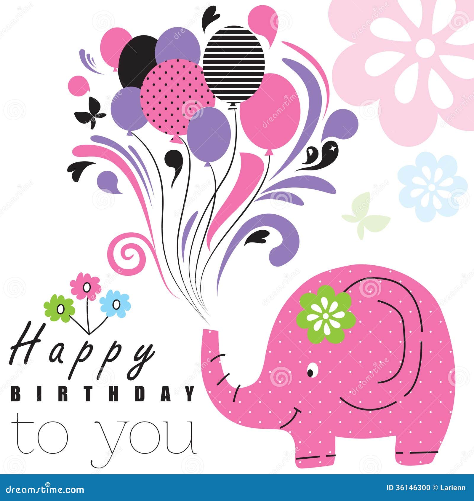 Happy Birthday Elephant Illustration Stock Photo - Image: 36146300