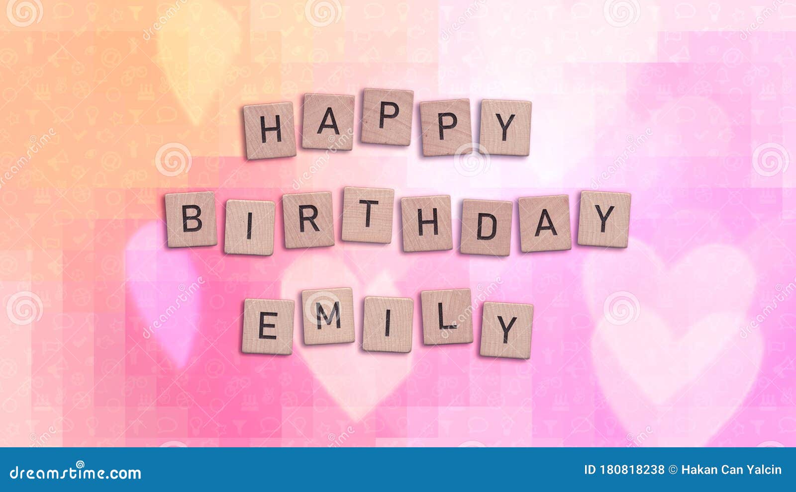 Happy Birthday Emily Card with Wooden Tiles Text Stock Photo Image of