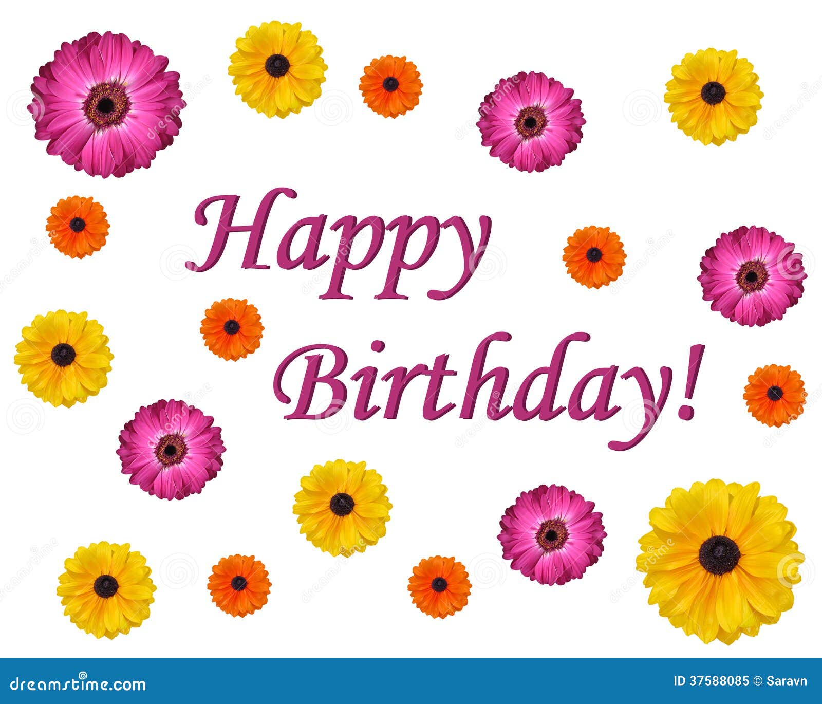 Happy Birthday Flower Design Card Stock Image - Image of design ...