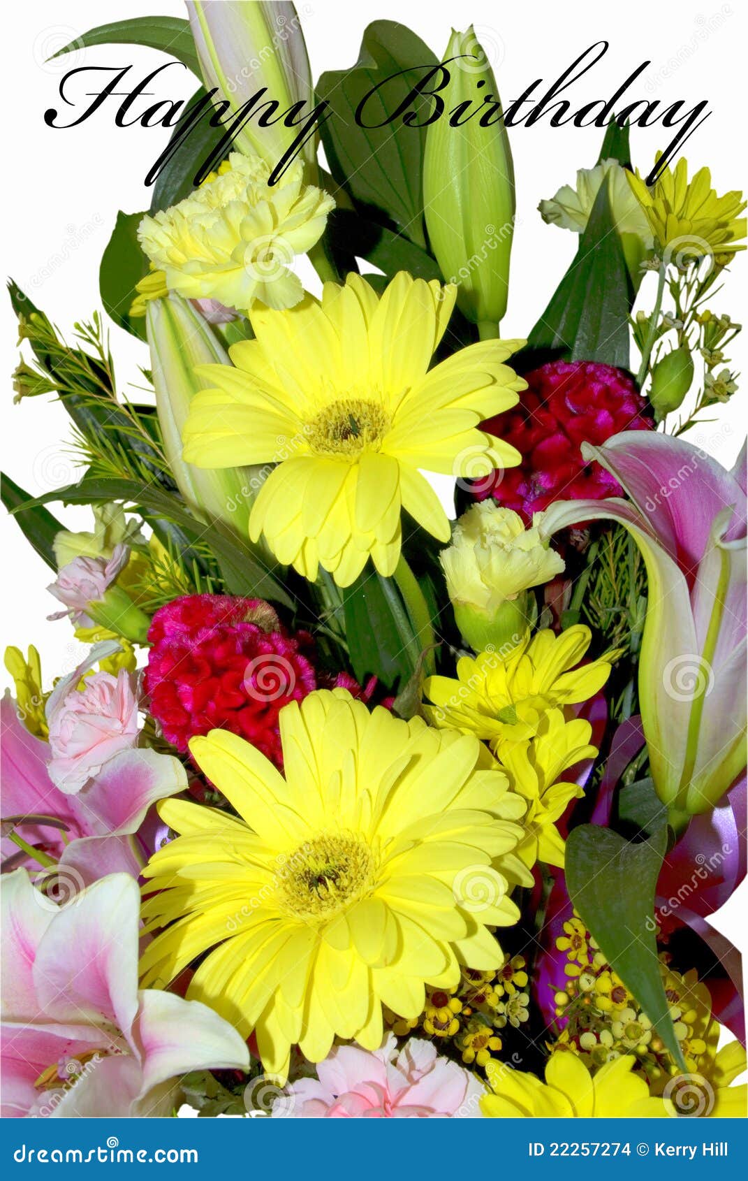 Happy Birthday Flowers Isolated Stock Photo Image of birthday