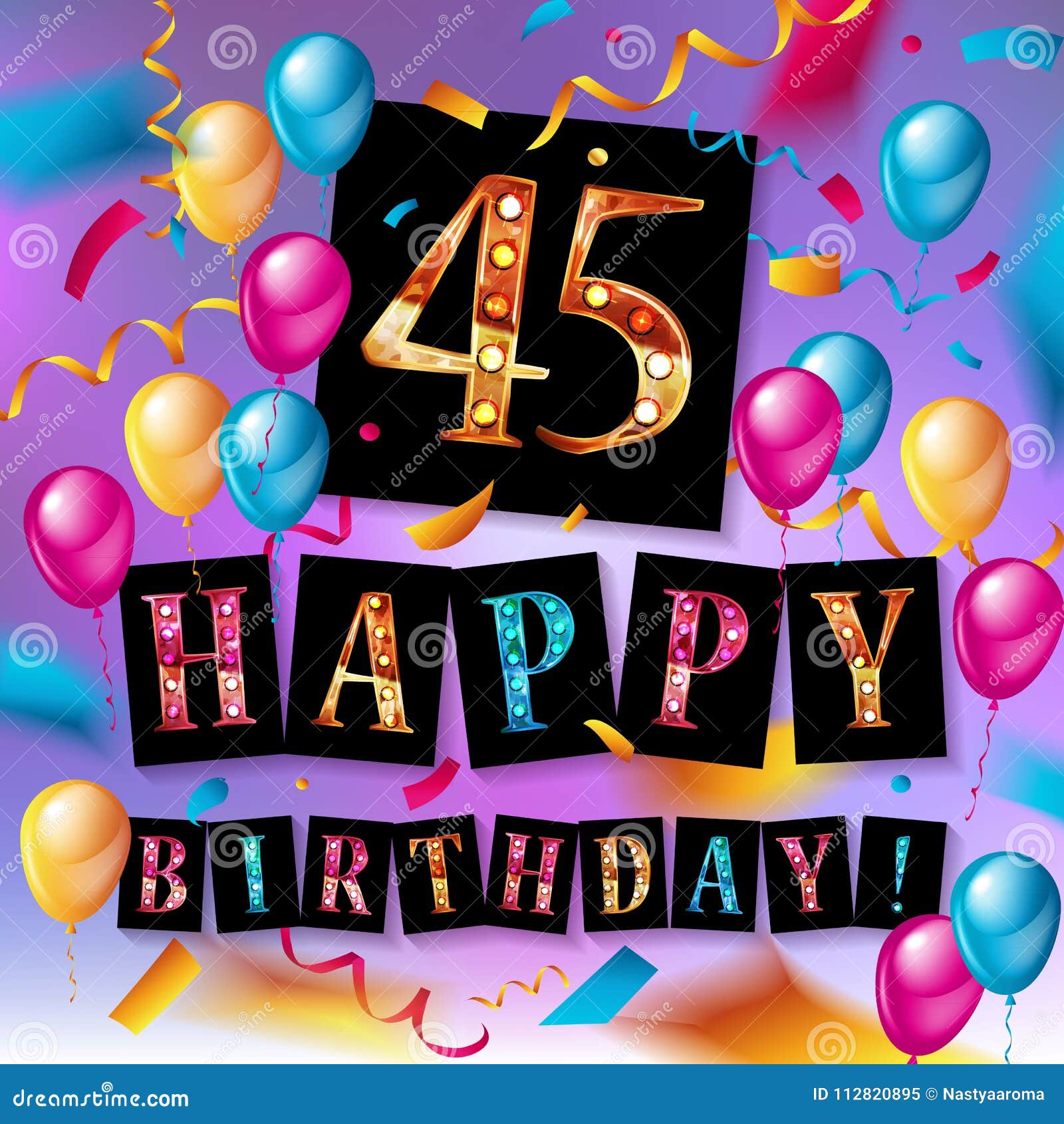 Wonderbaar Happy Birthday Forty Five 45 Year Stock Illustration AH-94