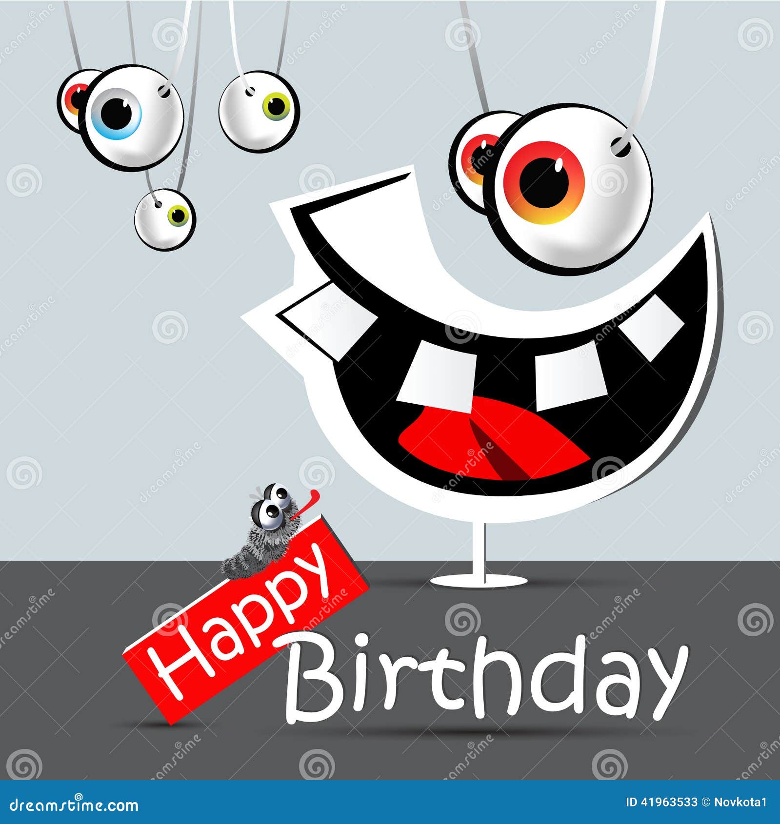 Happy Birthday Funny Card Smile and Eyes Stock Illustration