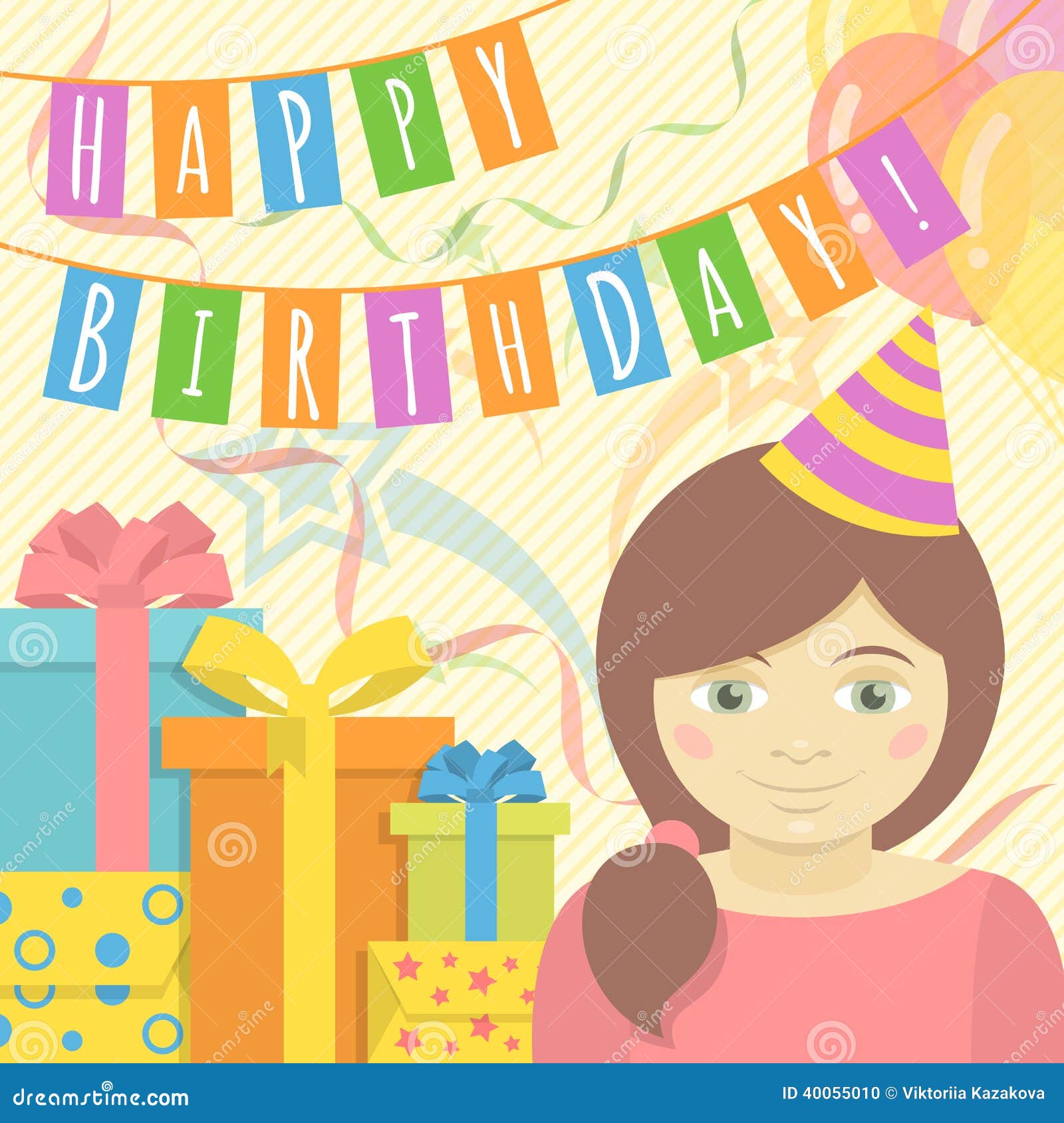 Happy Birthday Girl stock vector. Illustration of birthday - 40055010