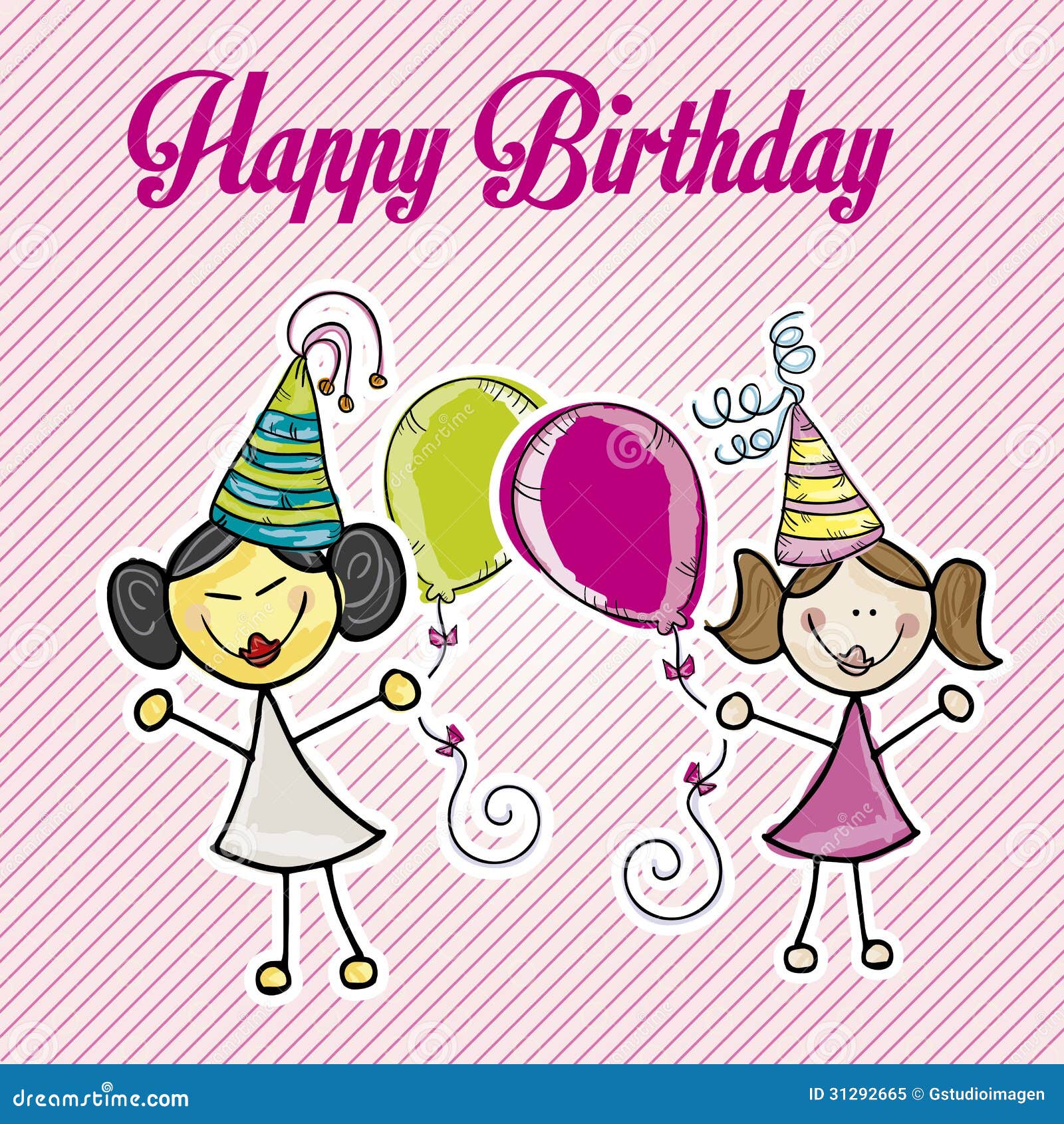 Happy Birthday Girls Stock Vector Illustration Of Birthday 31292665