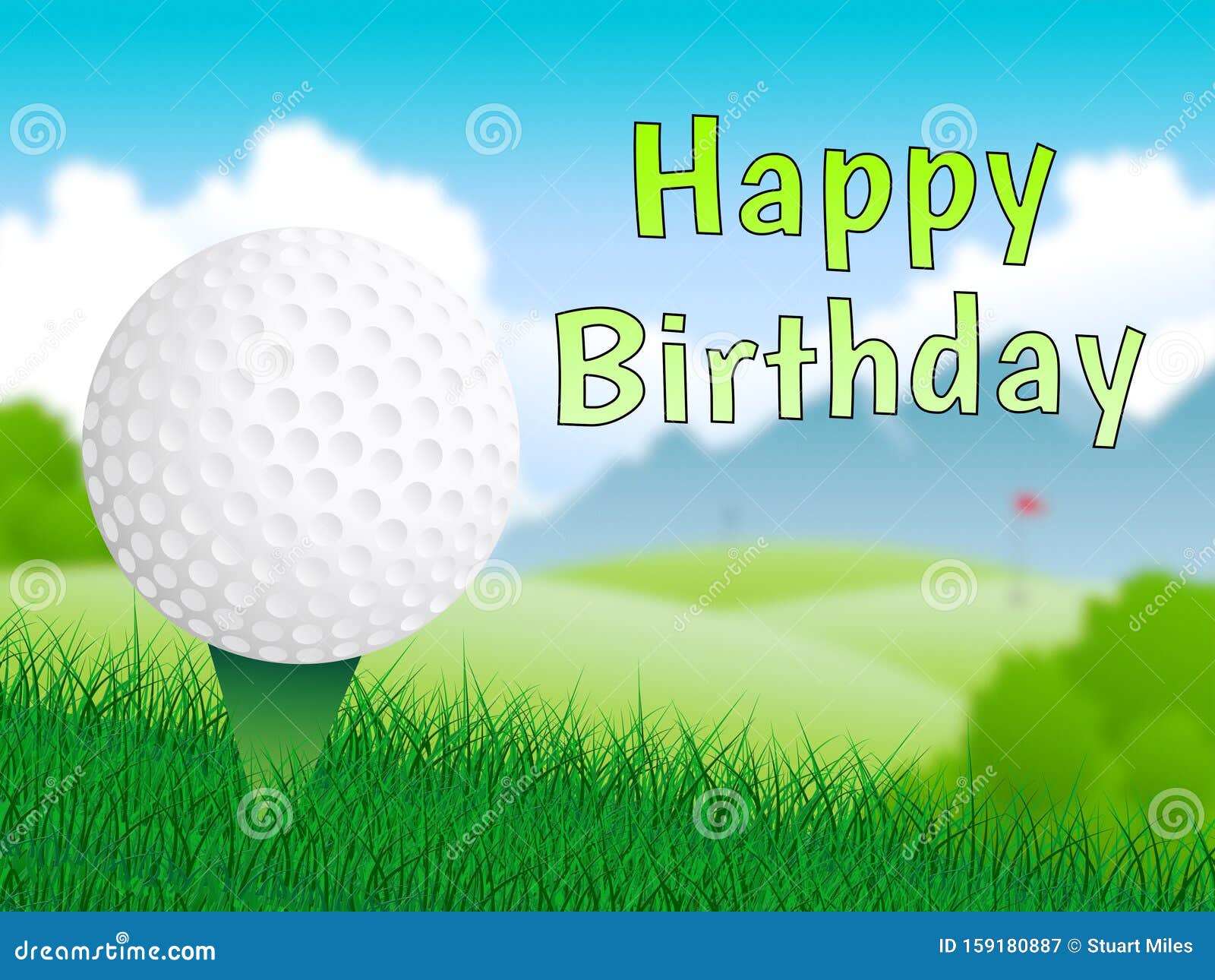 Happy Birthday Golf Message As Surprise Greeting for Golfer - 3d ...