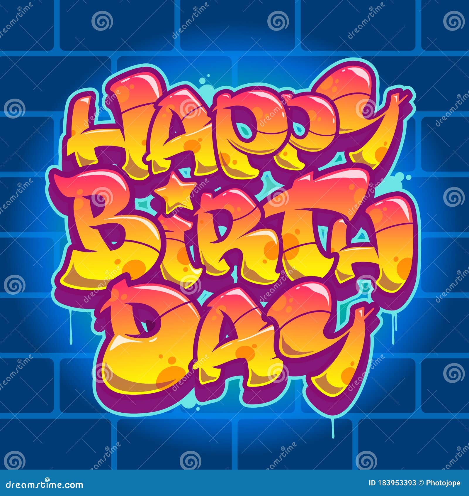 Download Happy Birthday Graffiti Congratulation Card Stock Vector ...