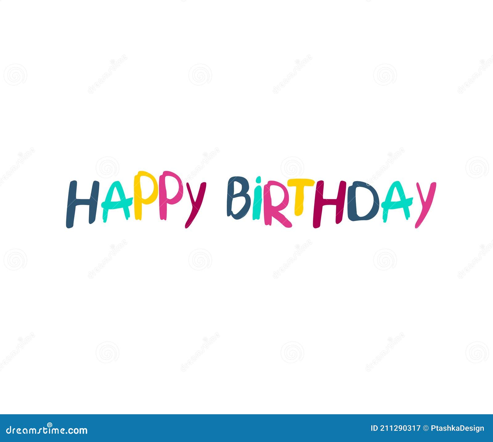 Happy Birthday. Greeting Card Children Style Lettering. Hand Drawn ...