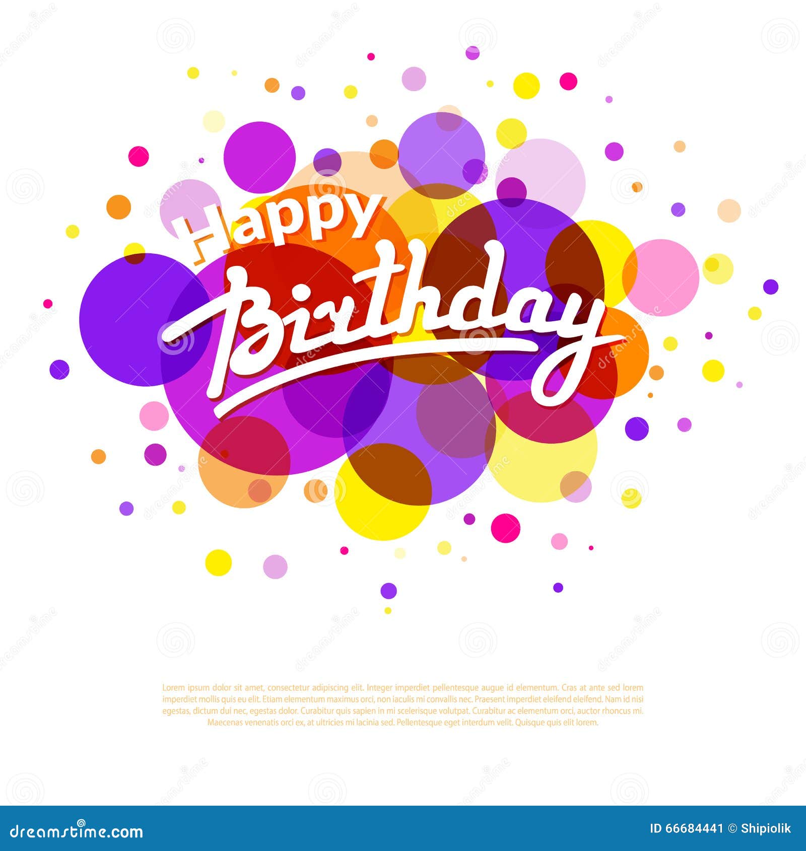 Happy Birthday Greeting Card On Colorful Back With Circles Stock Vector ...