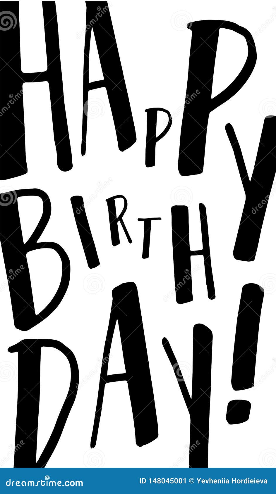 Happy Birthday Greeting Card With Creative Lettering. Bold Text On ...