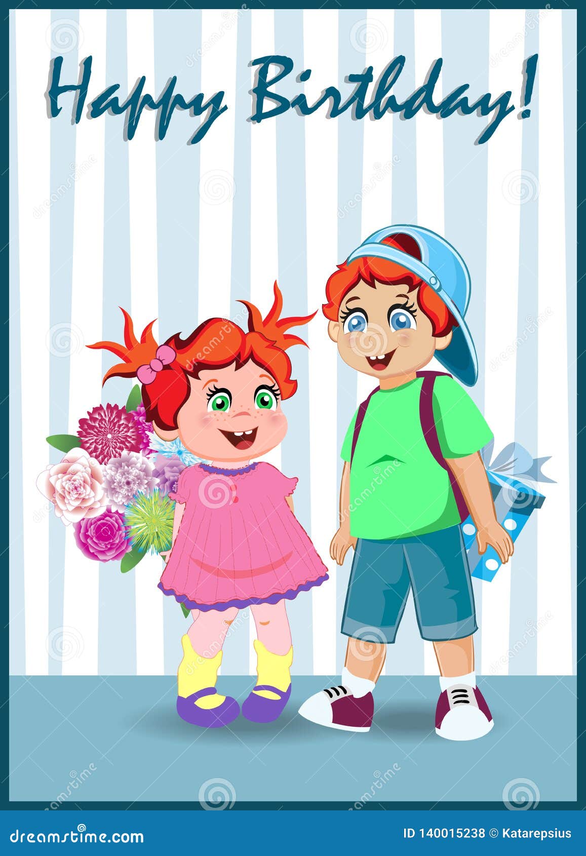 Happy Birthday Greeting Card of Cute Cartoon Kids Stock Vector - Illustration of brother, adorable: 140015238 Happy Birthday Greeting Card of Cute Cartoon Kids Stock Vector - Illustration of brother, adorable: 140015238
