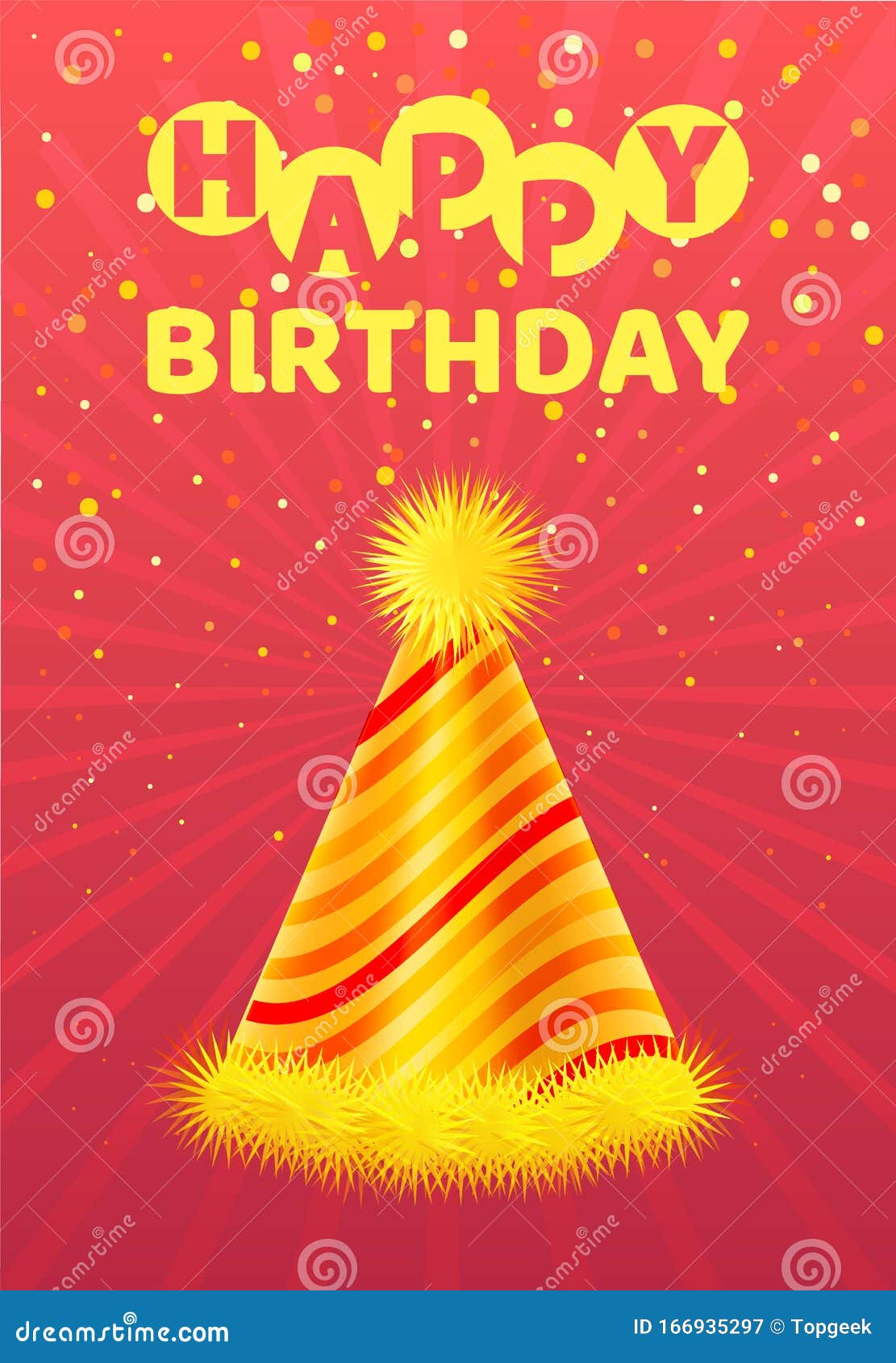 Happy Birthday Greeting Card, Festive Cone Hat Stock Vector - Illustration of  funny, holiday: 166935297