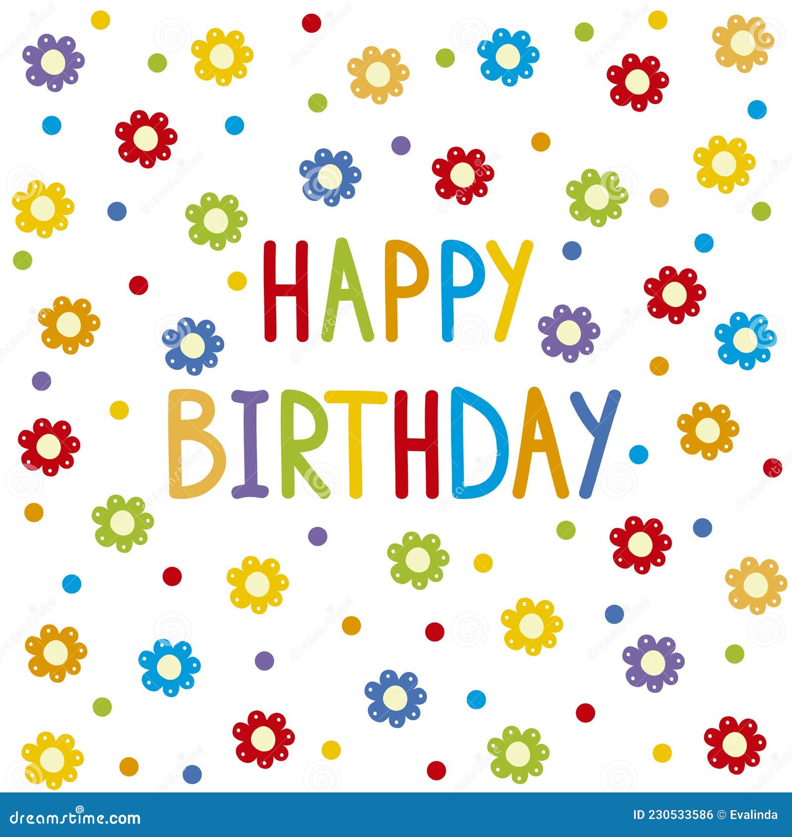 Happy Birthday Greeting Card with Flowers. Stock Vector - Illustration ...
