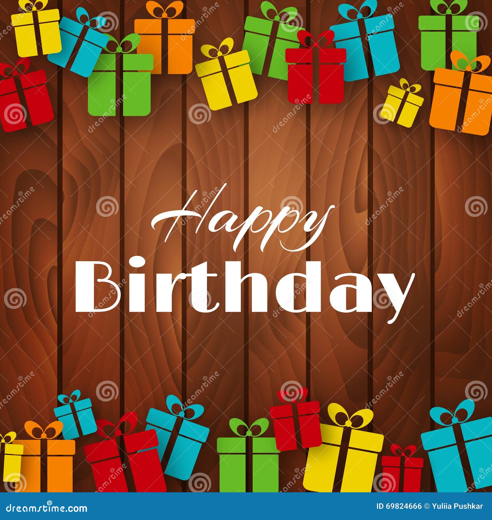 Happy Birthday Greeting Card with Gift Boxes Stock Vector