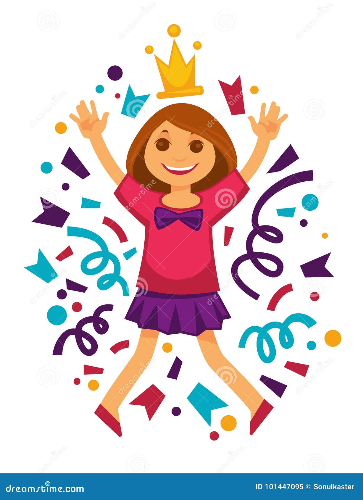 Happy Birthday Girl Princess Confetti Party Vector Design Happy Birthday Girl Princess Confetti Party Vector Design