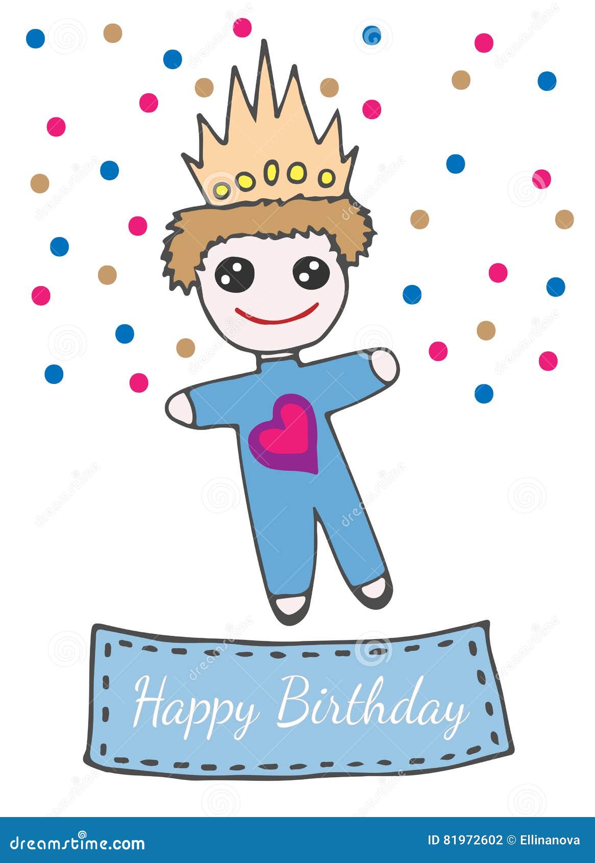Download Happy Birthday Greeting Card With Llittle Prince Toy On Crone Stock Vector - Illustration of ...