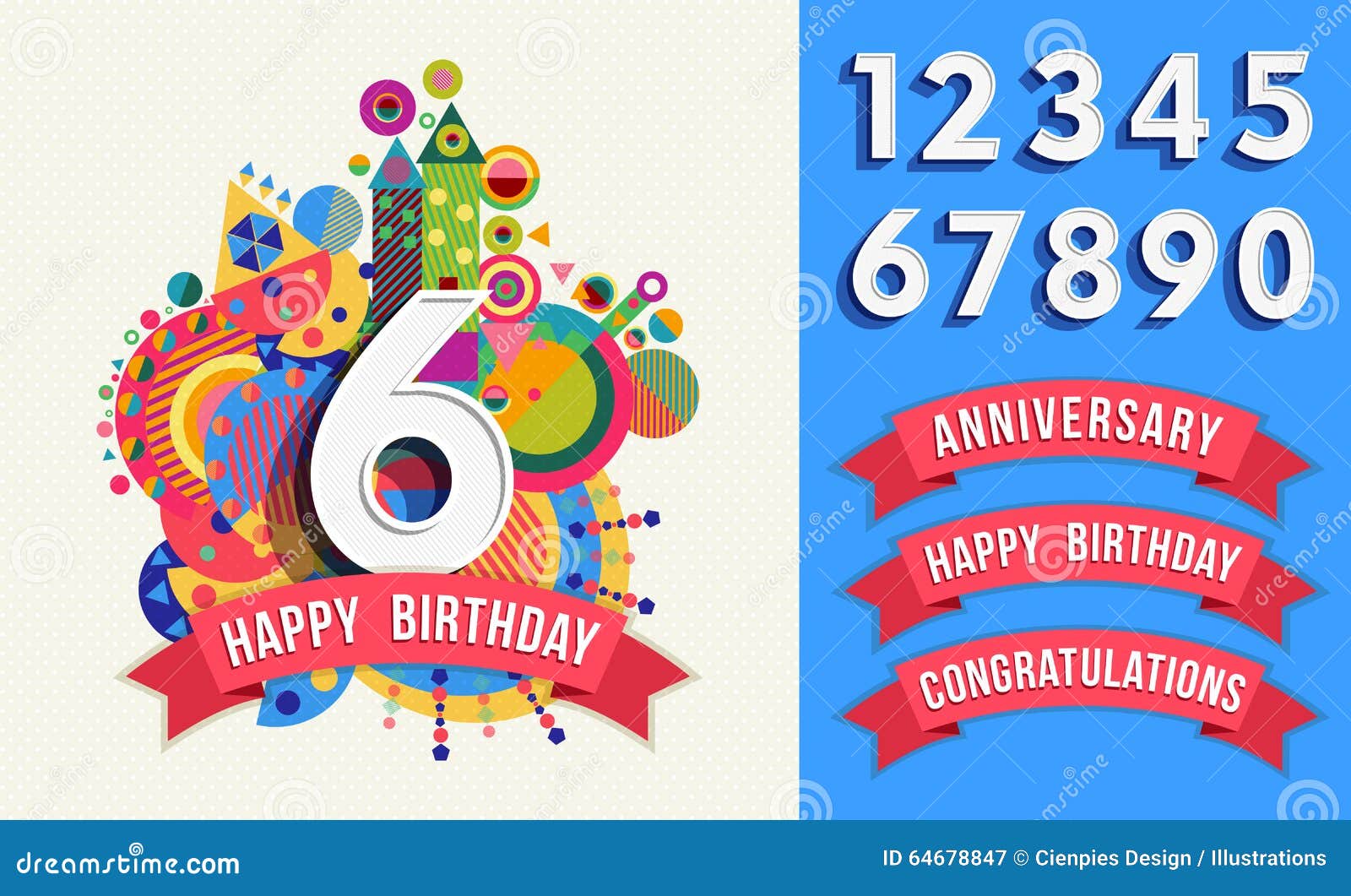 Happy Birthday Greeting Card Number Set Template Stock Vector For Greeting Card Template Powerpoint