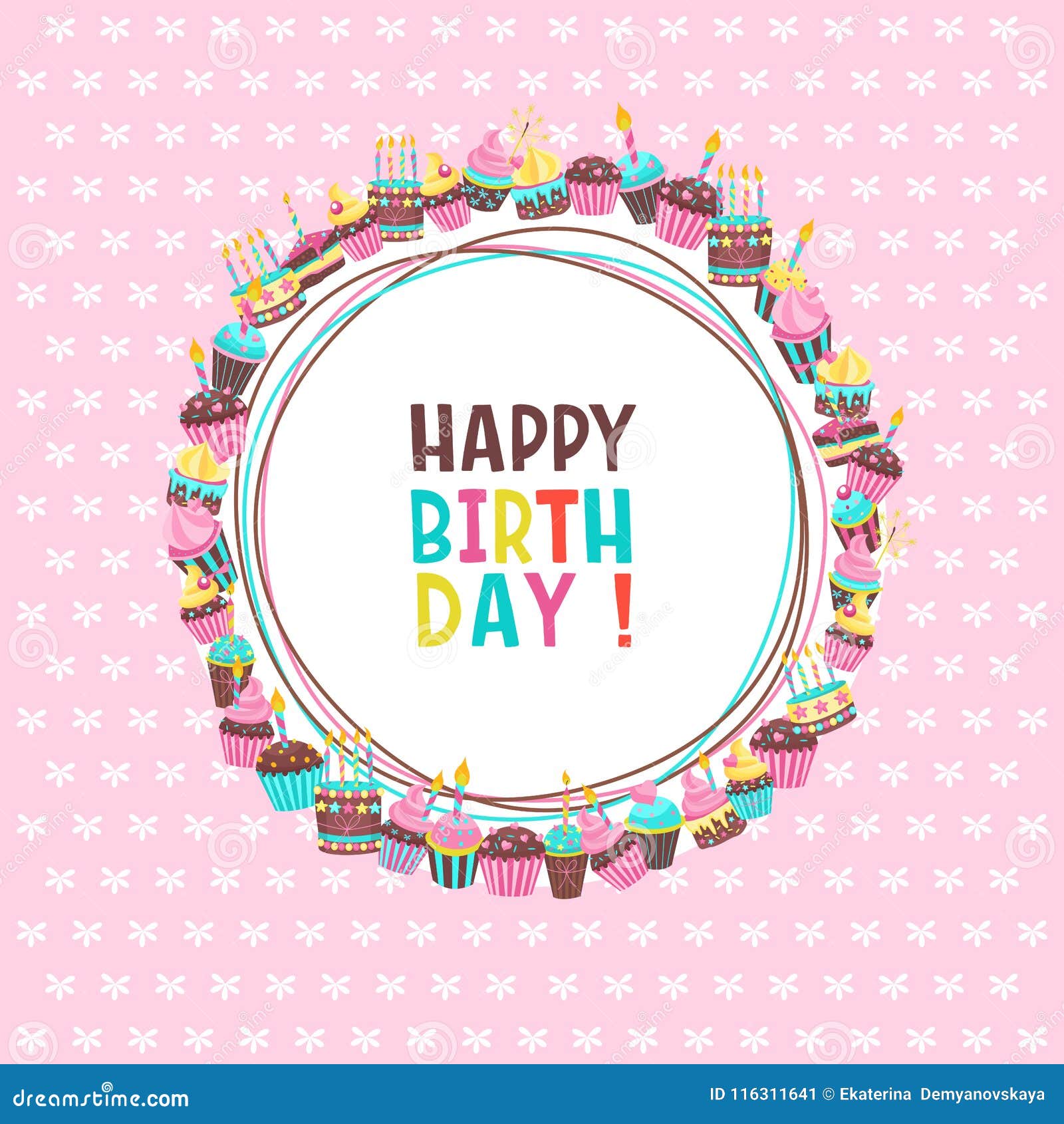 Happy Birthday. the Cakes and Pastries Stock Vector - Illustration of ...