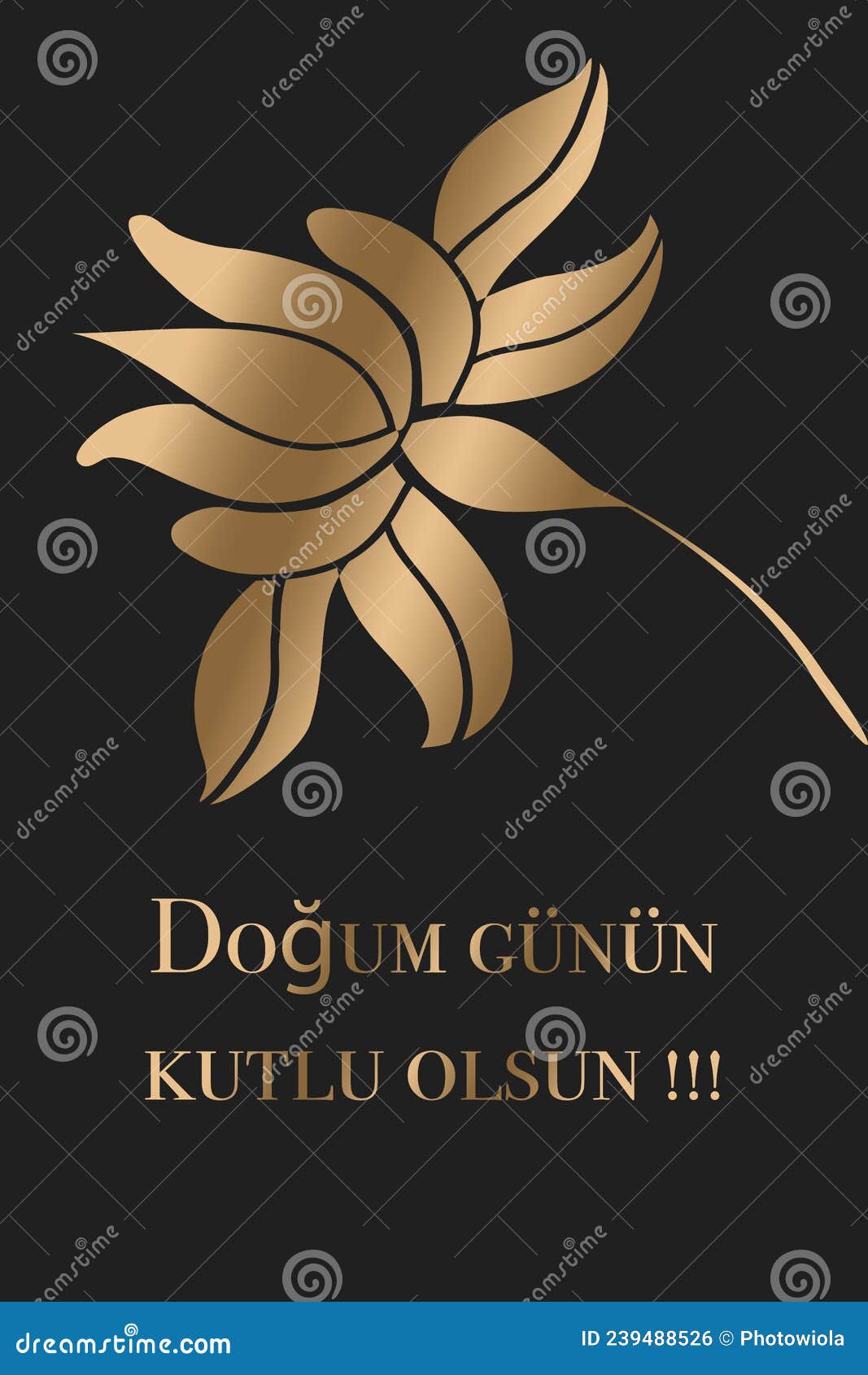 Happy Birthday Greeting Cards Design in Turkish. Golden Letters on a Dark Background Stock Illustration - Illustration of celebration, congratulations: 239488526