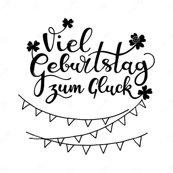 Happy Birthday Greetings in German. Vector Stock Illustration