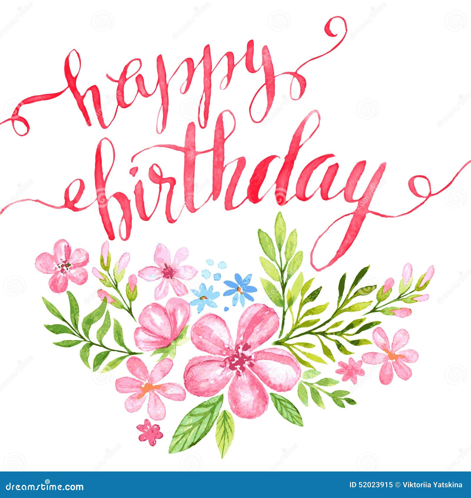 Happy Birthday Handdrawn Card. Vector Stock Illustration