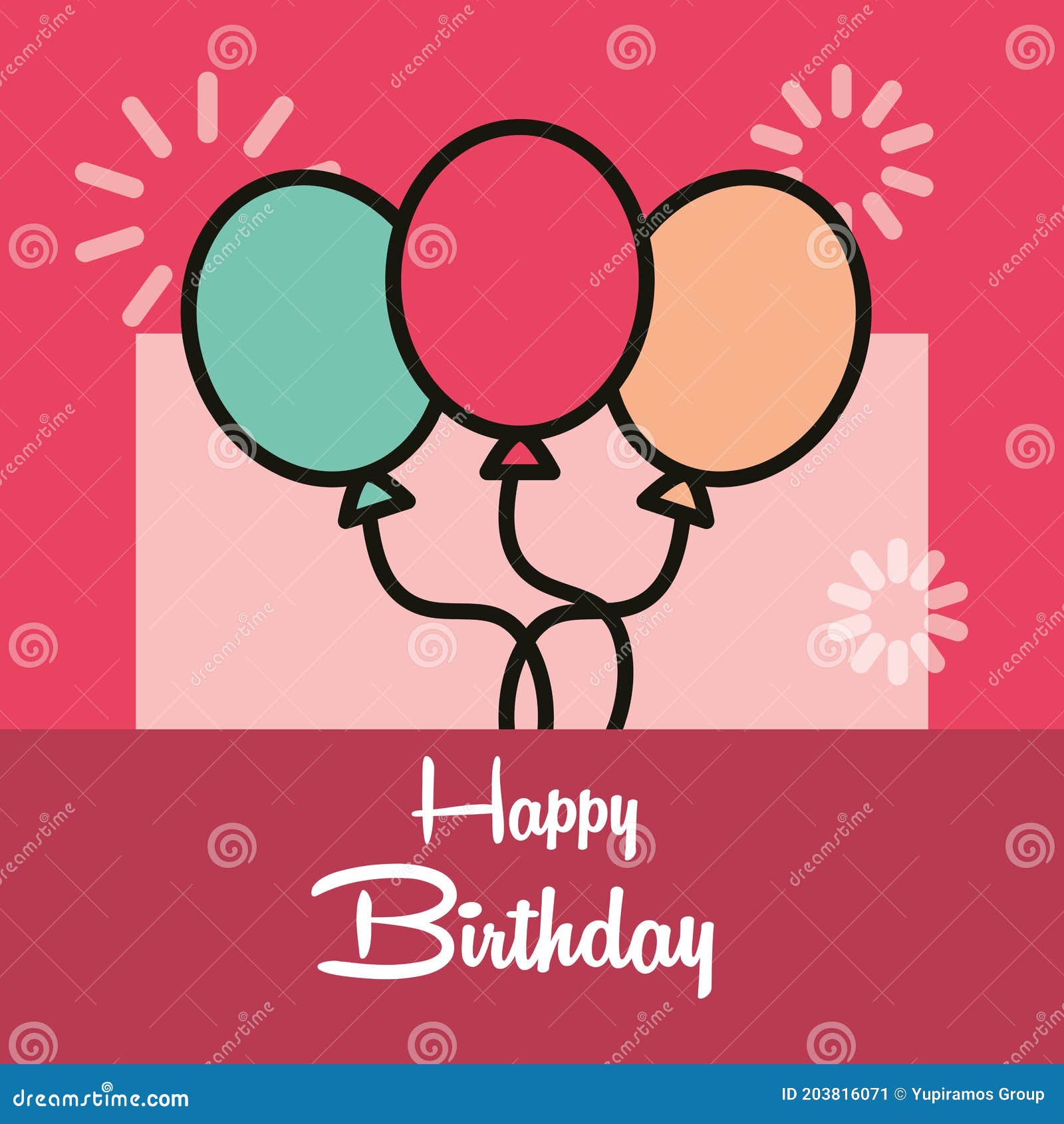 Happy Birthday Hand Drawn Lettering Balloons Celebration Stock Vector ...