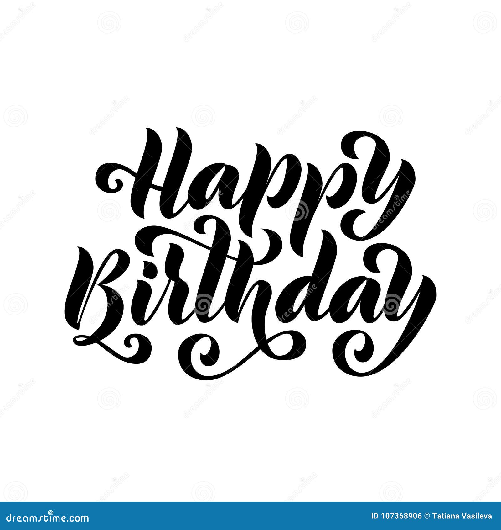 Happy Birthday Hand Drawn Lettering Card Modern Brush