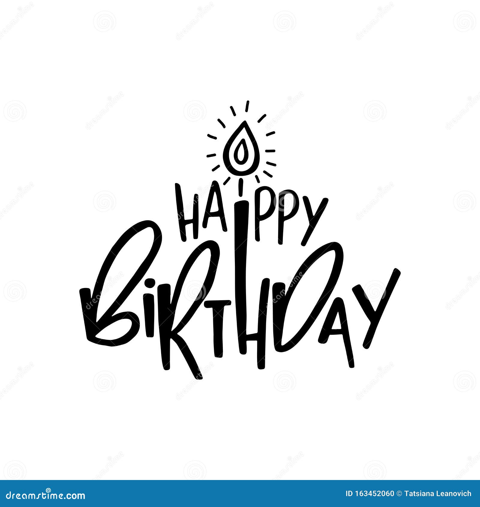 Happy Birthday Hand Drawn Typography Design. Handwritten Lettering ...