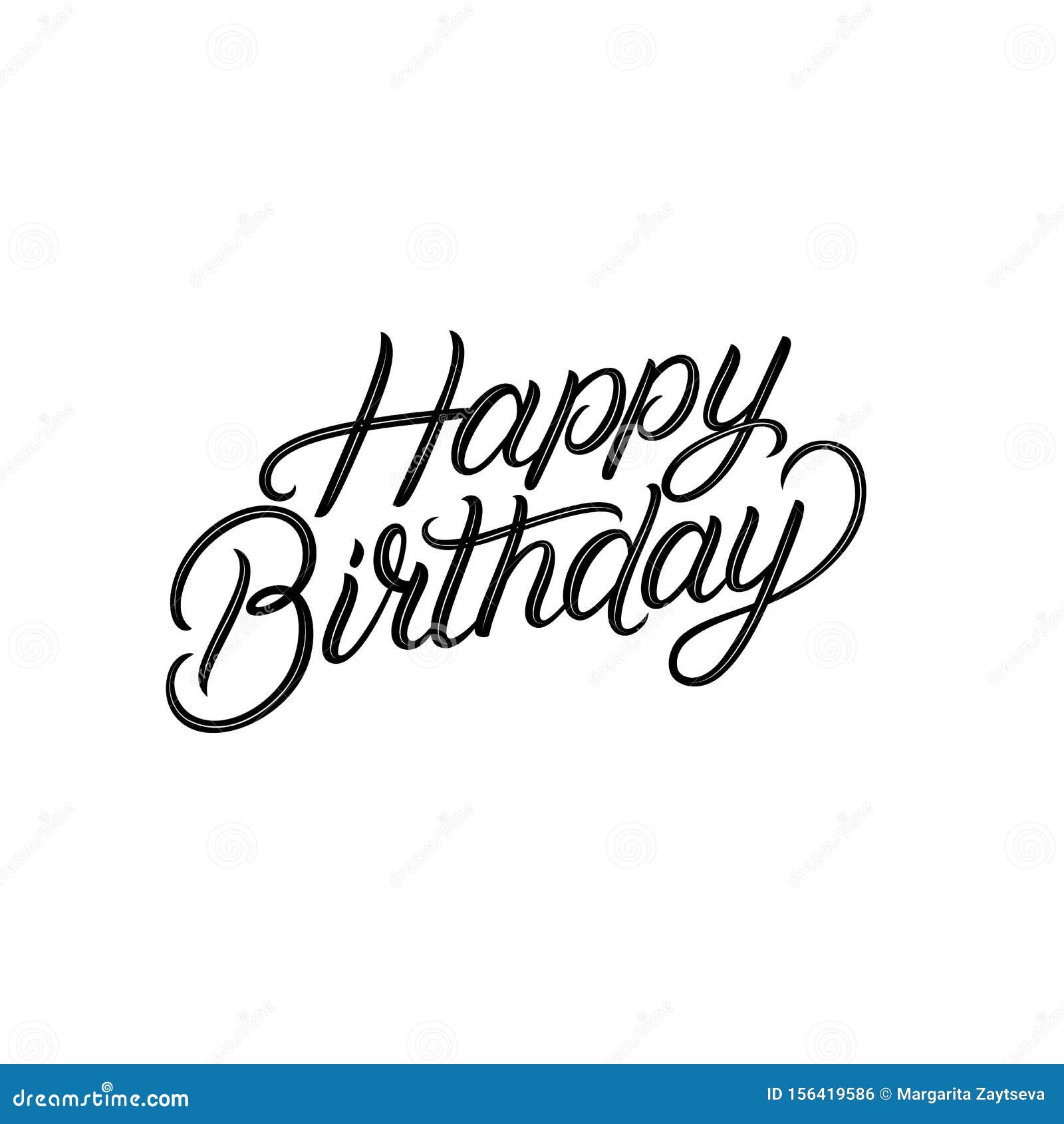 Happy Birthday Hand Written Lettering. Stock Vector - Illustration of ...