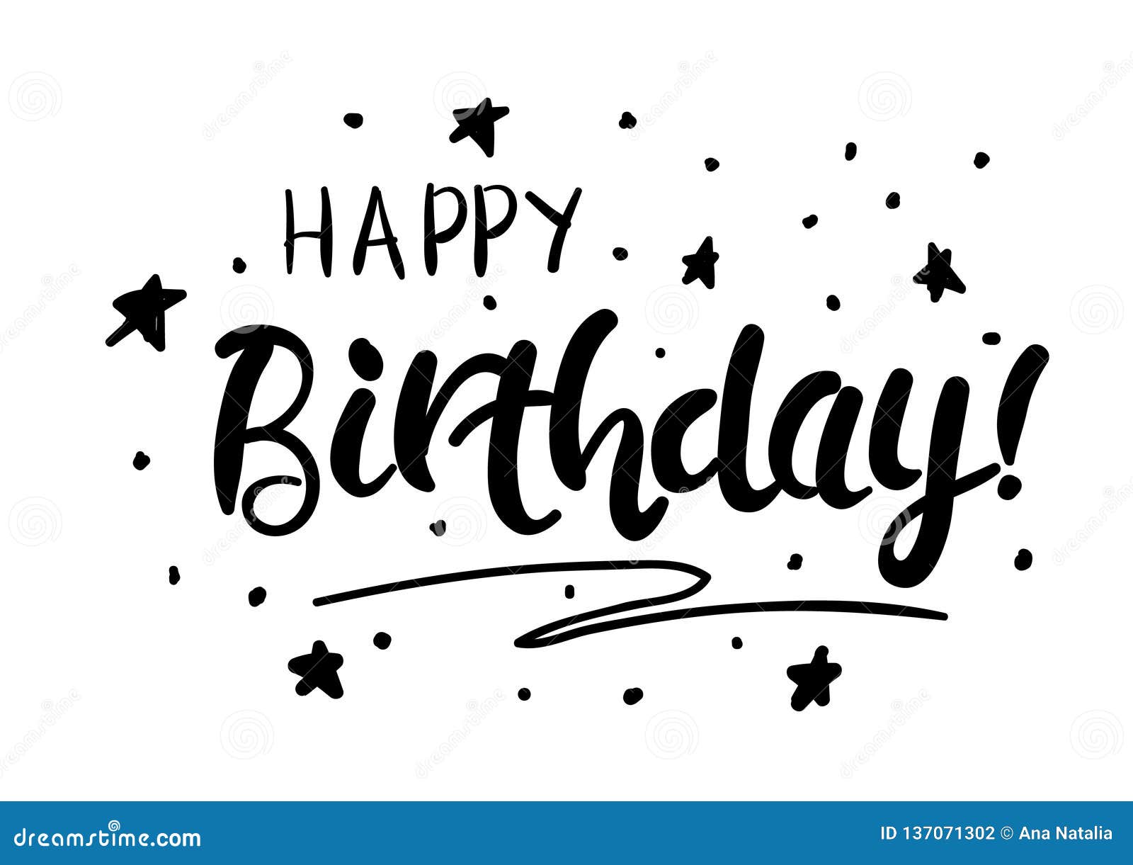 Happy Birthday Handwritten Lettering Font Brush Stock Vector Illustration Of Font Lettering