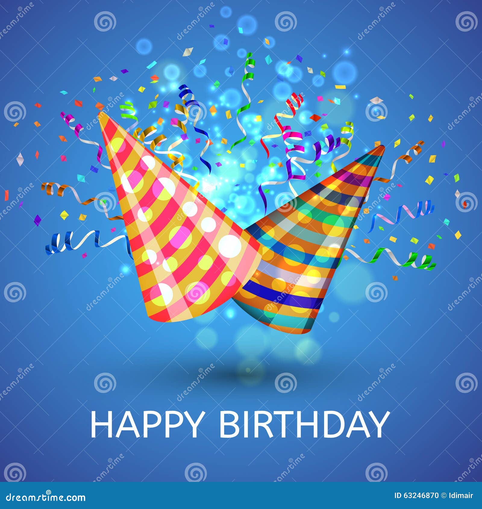 Happy Birthday Hats Confetti Surprise Stock Illustrations 463 Happy