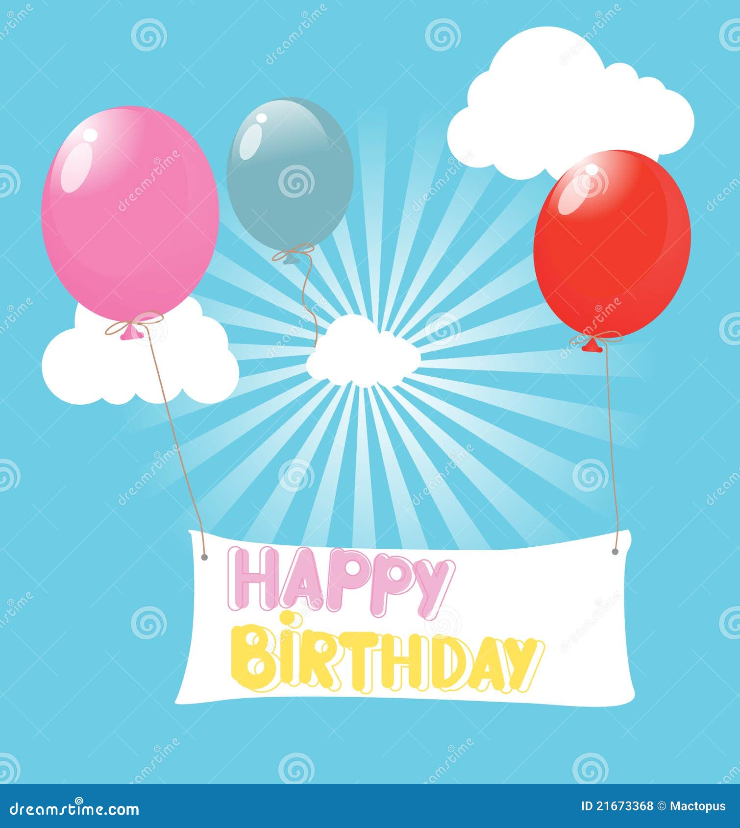 Happy Birthday Illustration Stock Illustration - Illustration of bright ...