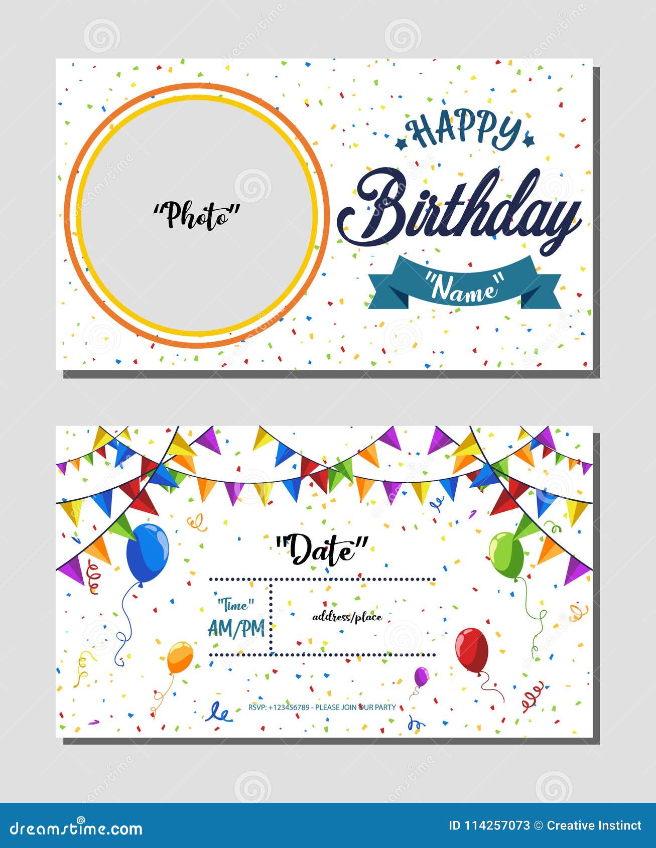 Happy Birthday Invitation Card Template, Vector Illustration of Birthday  Party Background Stock Vector - Illustration of cards, decoration: 114257073