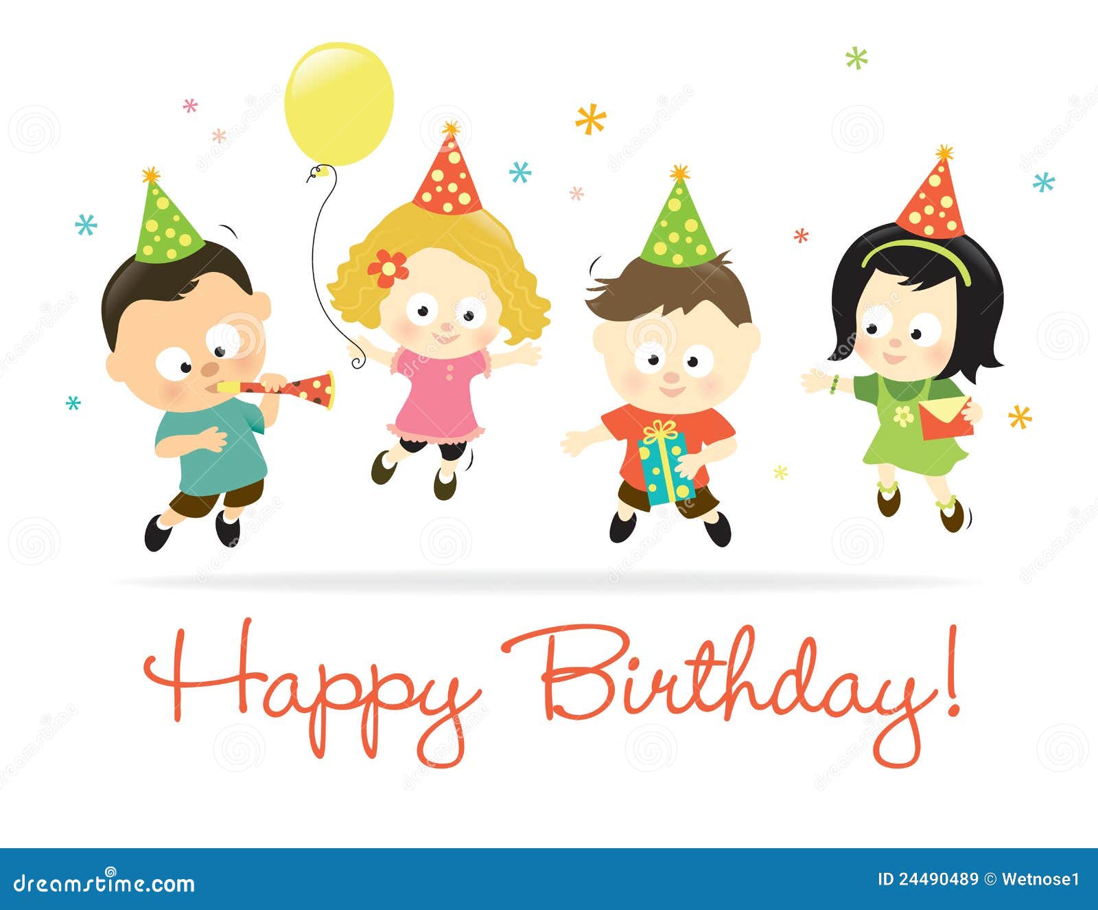 Happy Birthday kids 2 stock vector. Illustration of confetti - 24490489