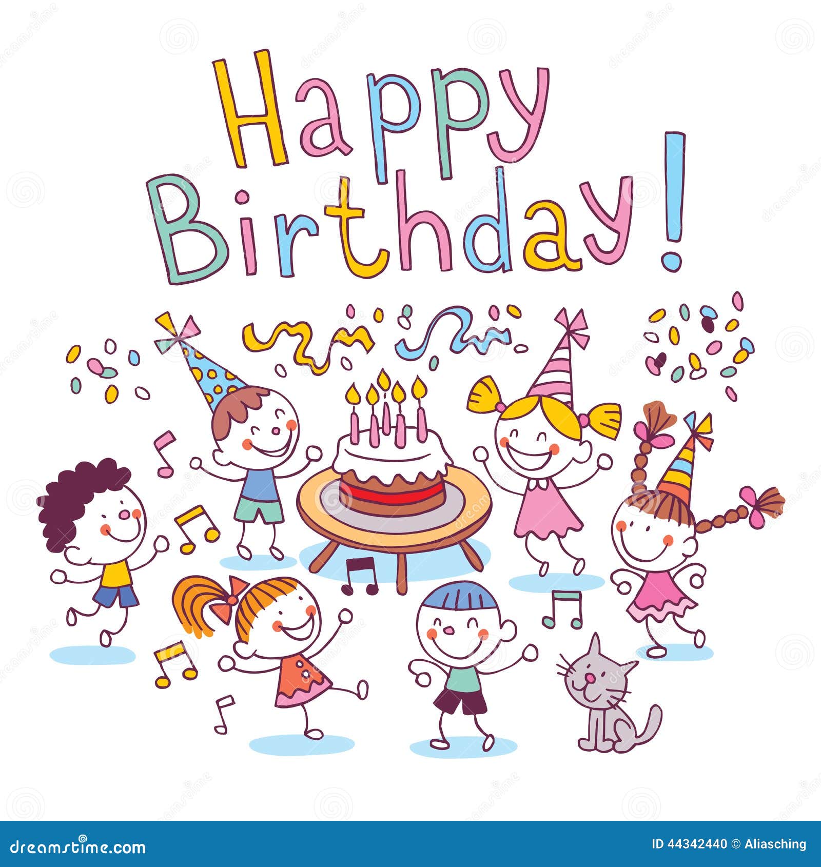 Happy Birthday kids stock vector. Illustration of drawn - 44342440