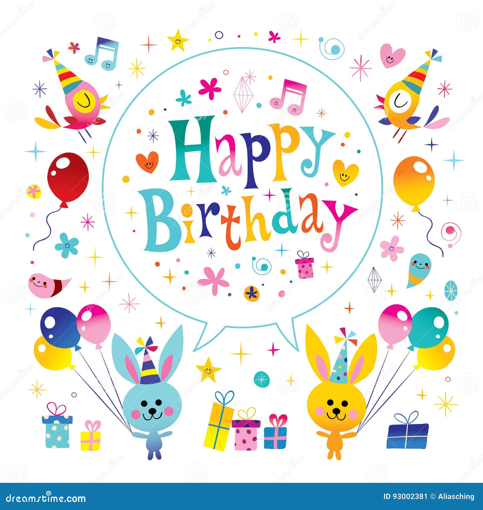 Happy Birthday Kids Greeting Card Stock Vector - Illustration of ...
