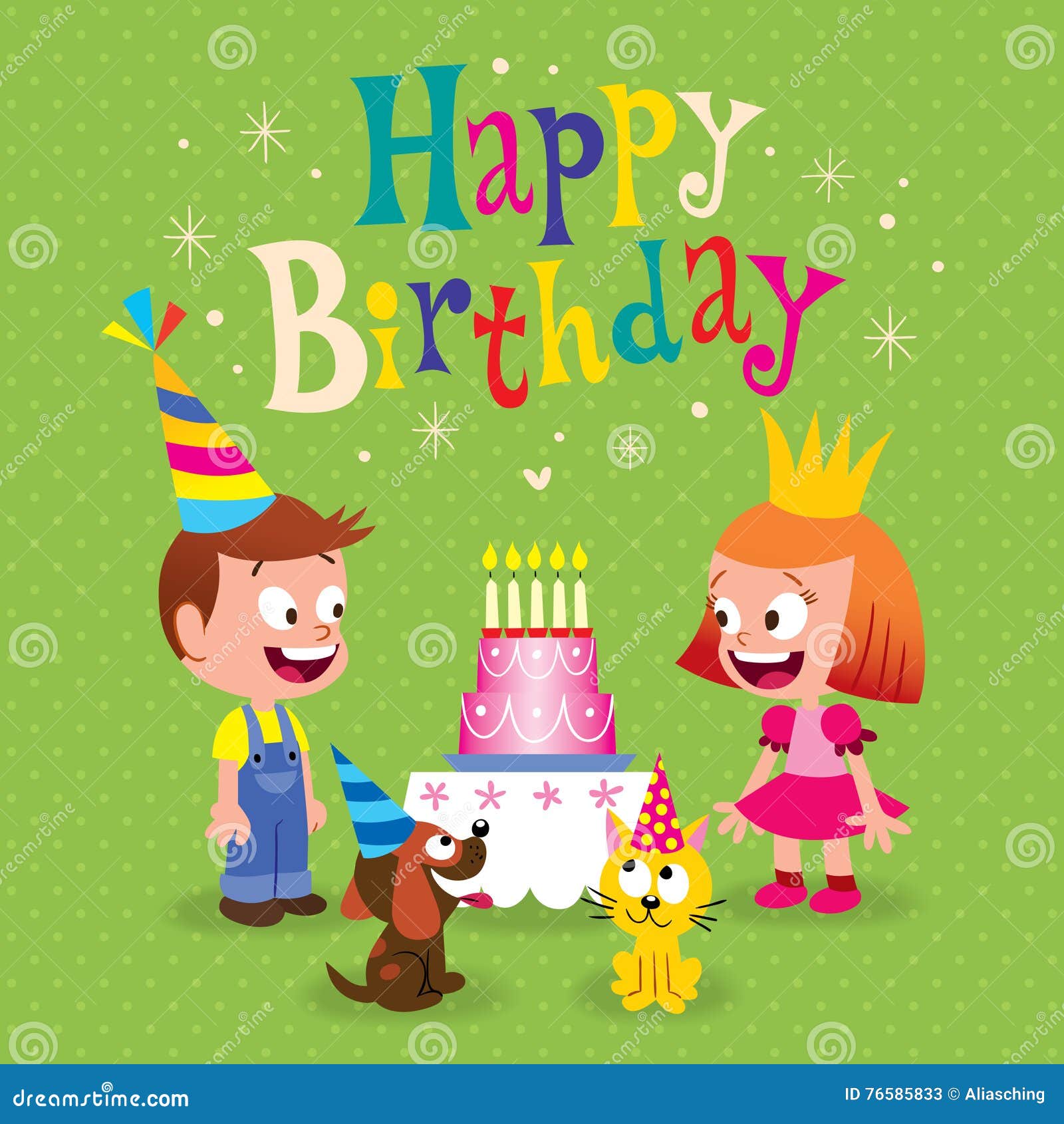 Happy Birthday Kids Greeting Card Stock Vector - Illustration of ...