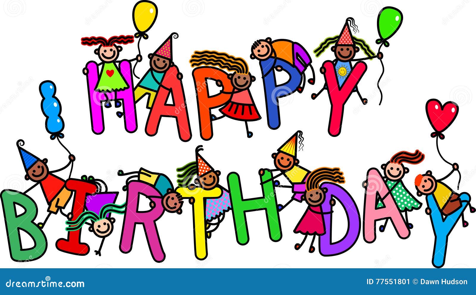 Happy Birthday Kids stock illustration. Illustration of group ...
