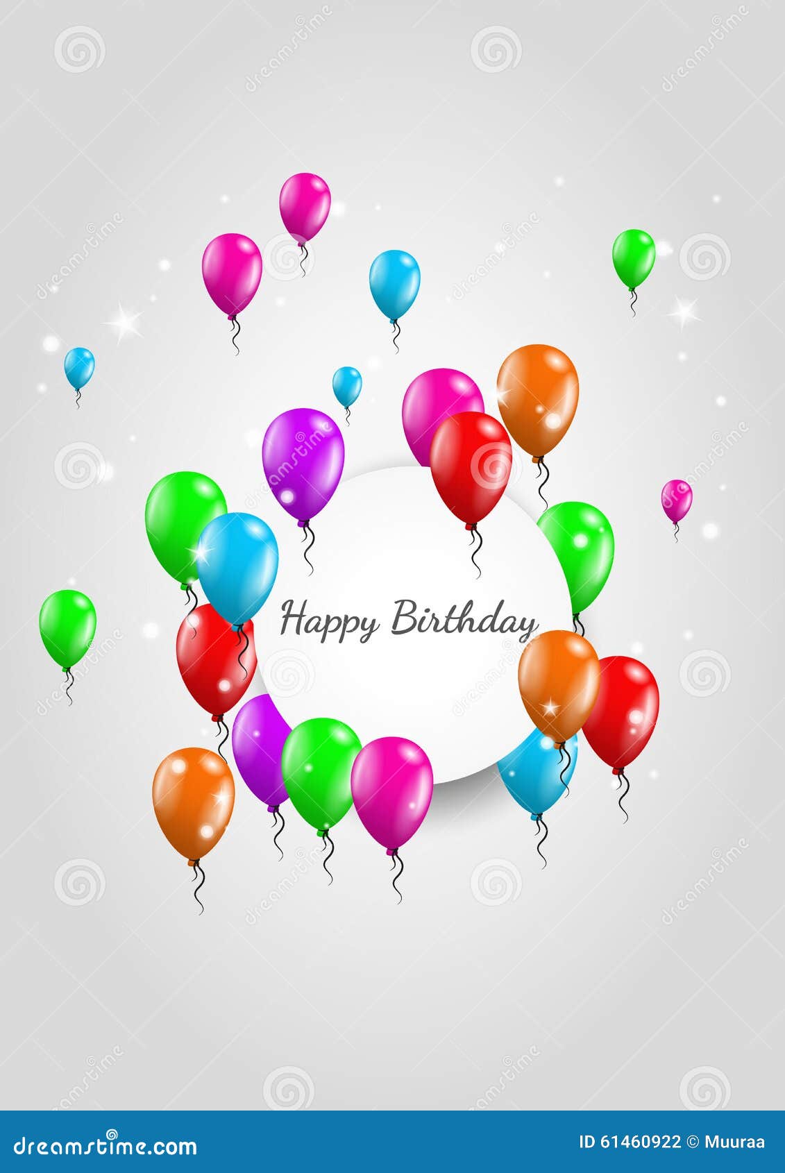 Happy Birthday Label and Balloons Stock Illustration - Illustration of