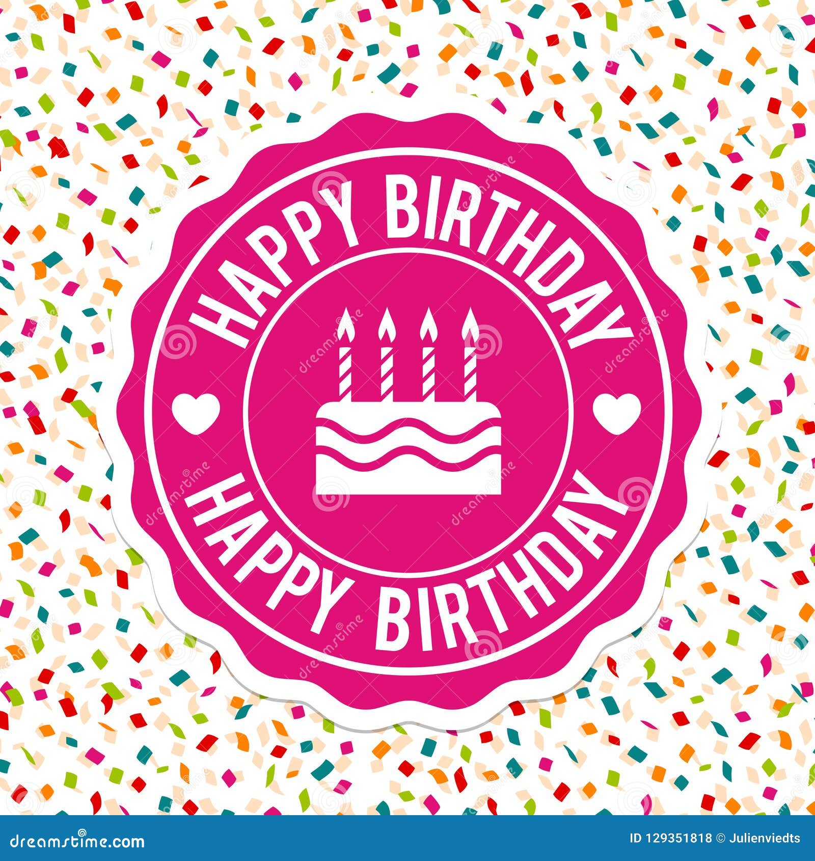 Happy Birthday Label Design And Confetti Background. Eps10 Vector ...