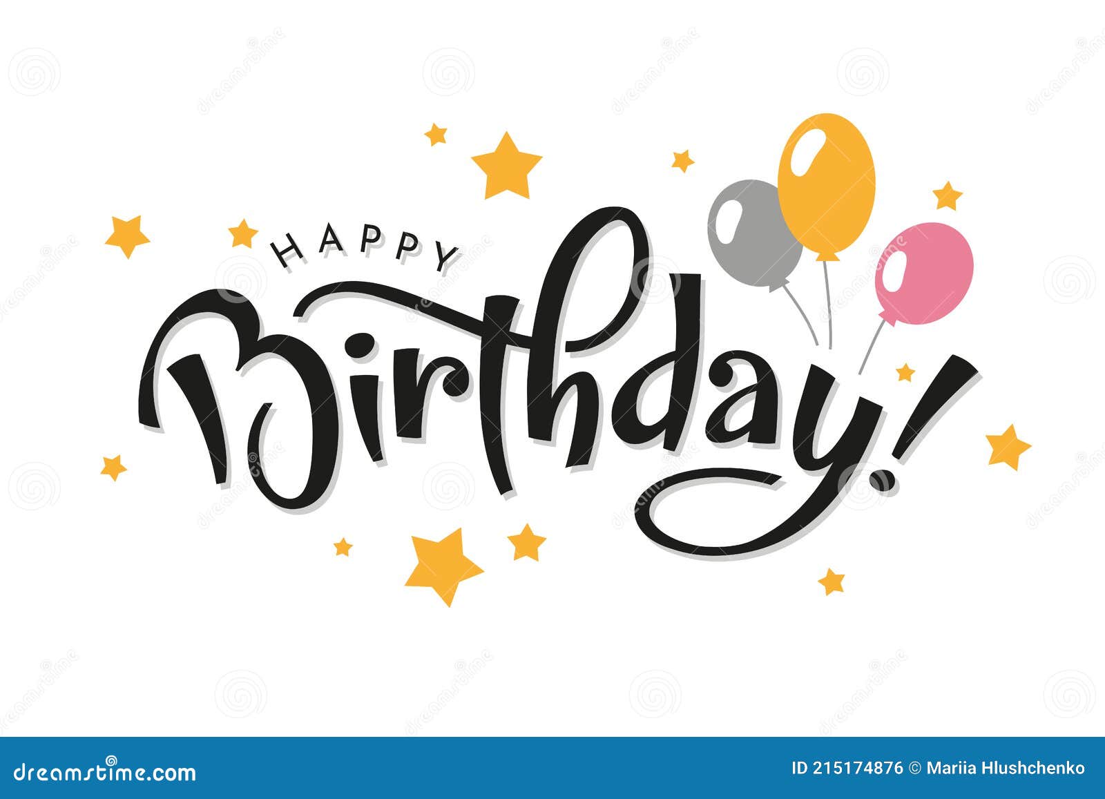 Happy Birthday Lettering with Balloons Stock Vector - Illustration of ...