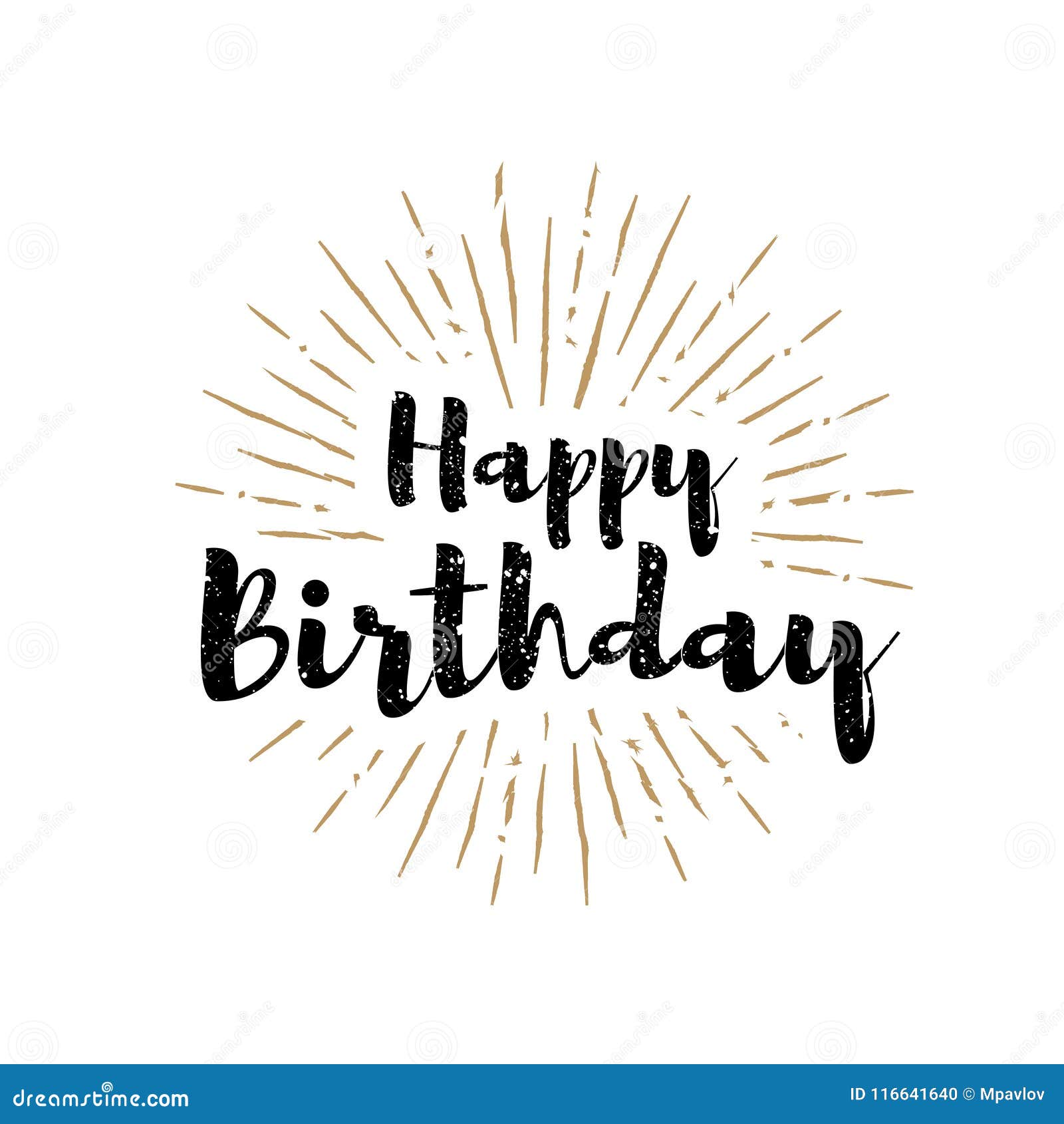 Happy Birthday Lettering with Sunbursts Background Stock Vector ...