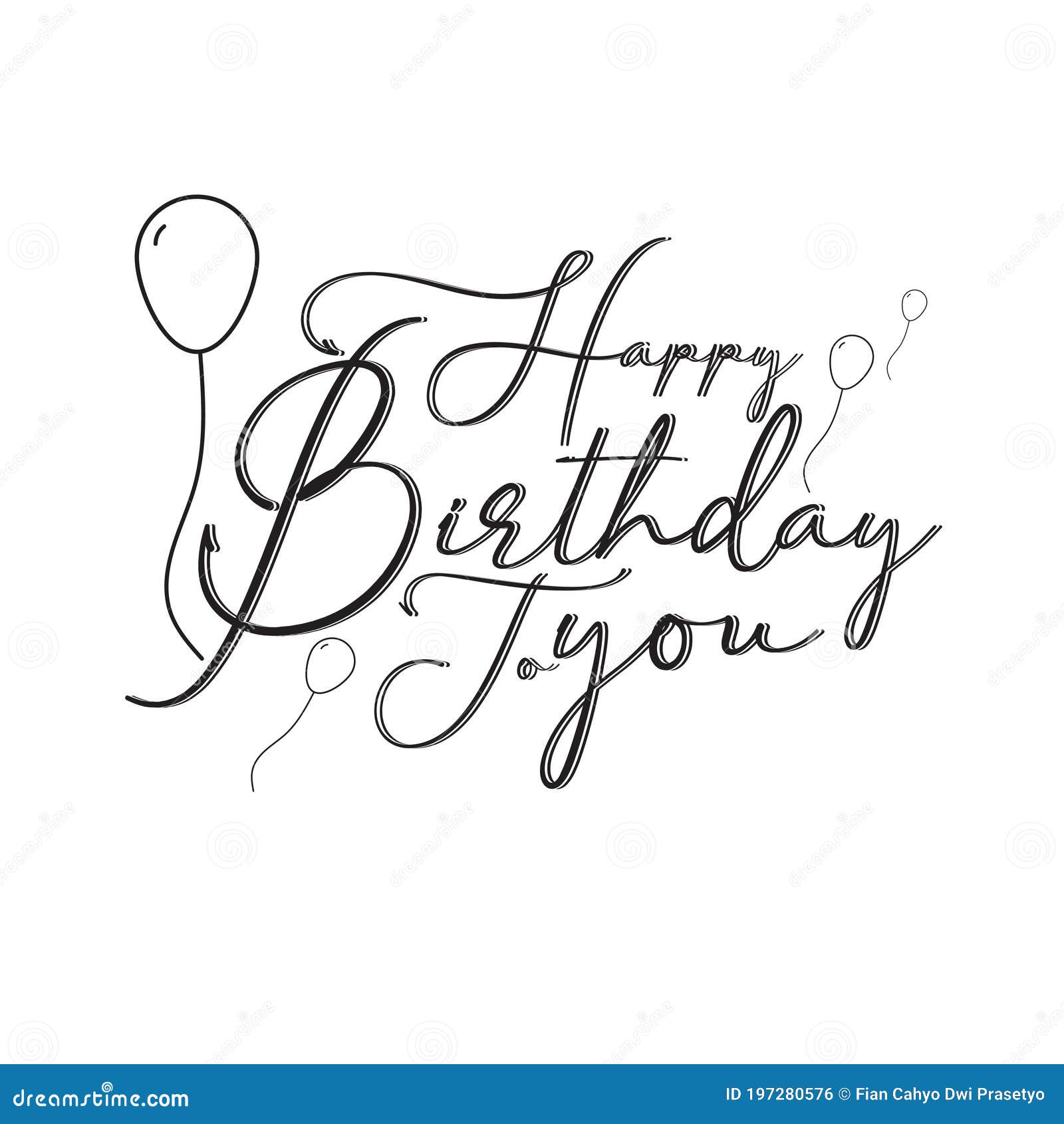 Happy Birthday Lettering Text Banner, Black Color. Vector Illustration ...